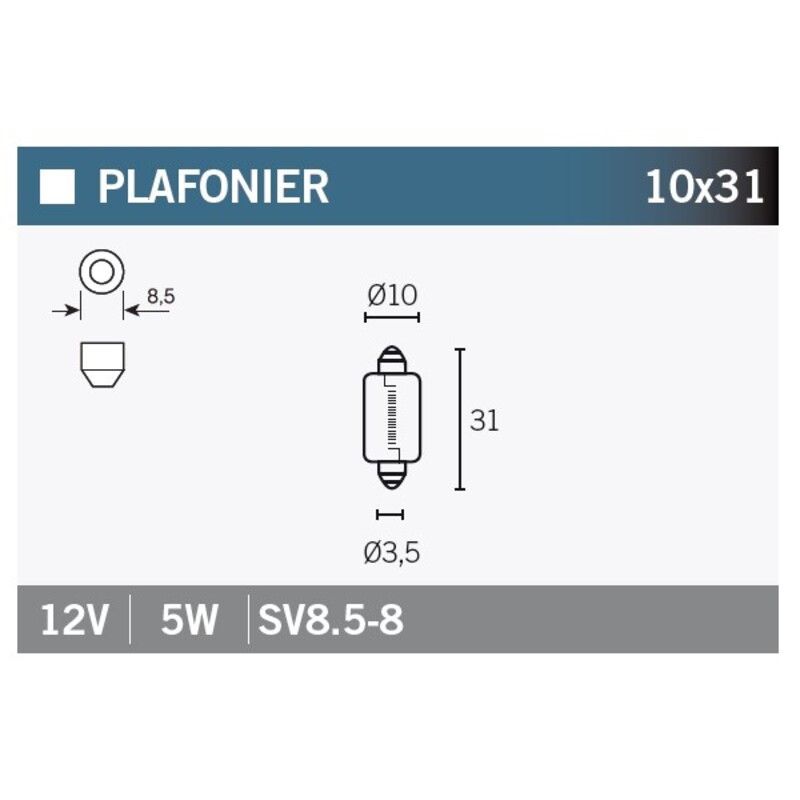 Caja de 10 lámparas SV8.6-8 12V5W