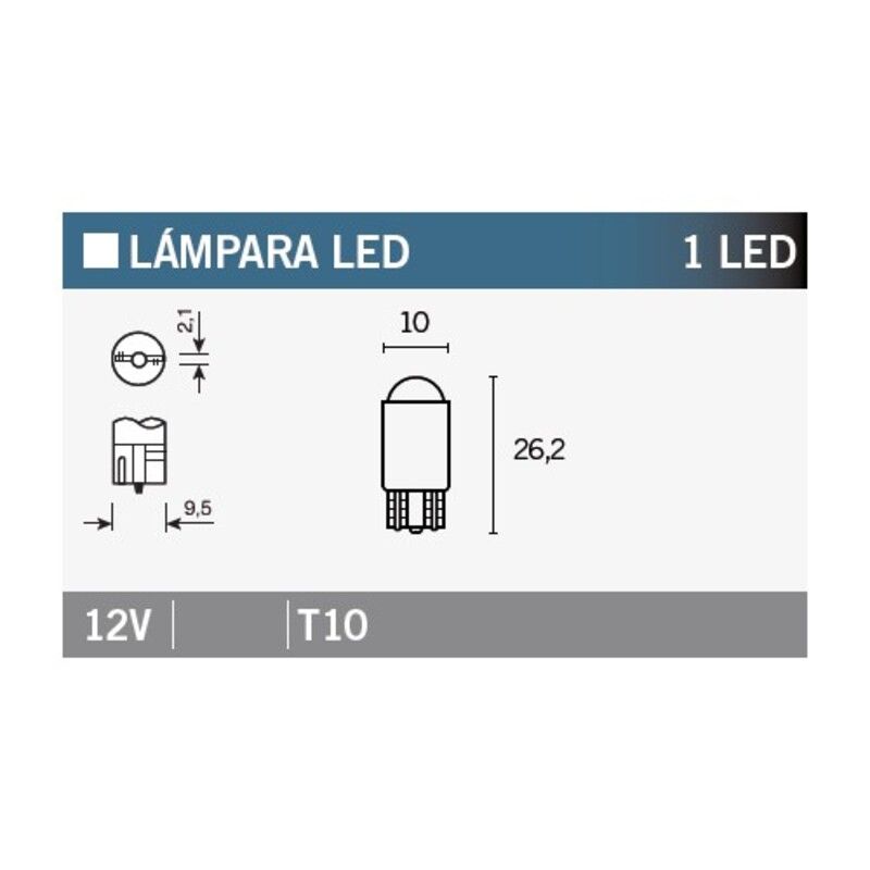 Caja de 10 lámparas 1LED T10 AMBAR
