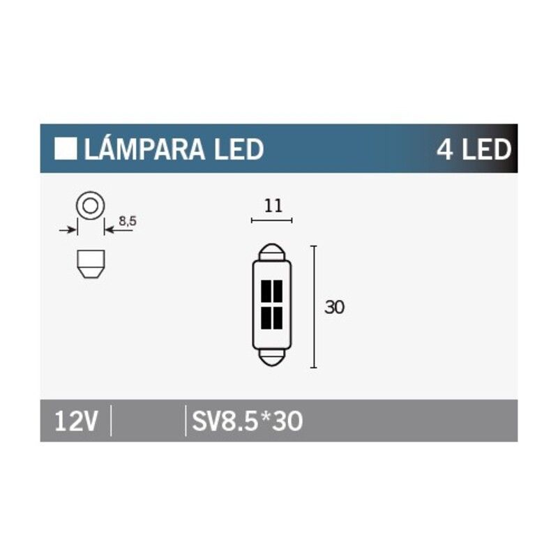 Caja de 10 lámparas 4LED SV8.5*30
