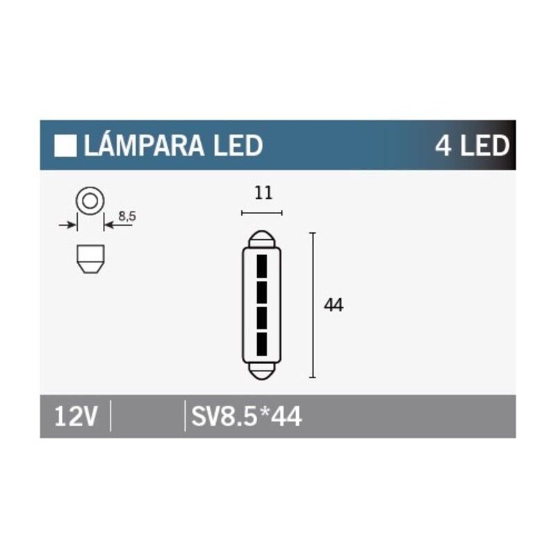 Caja de 10 lámparas 4LED SV8.5*44