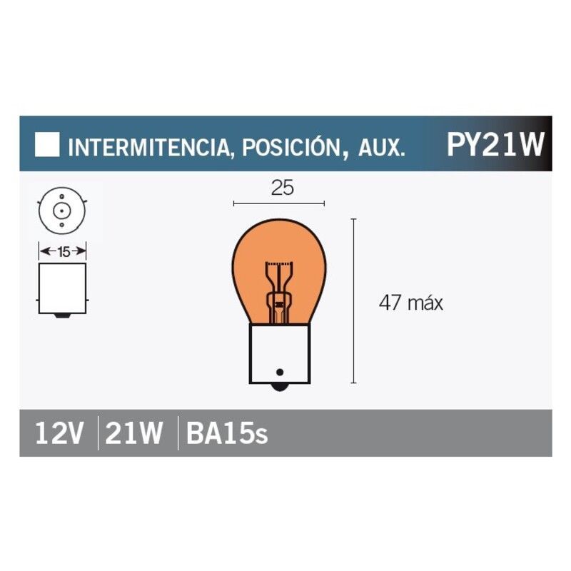 Caja de 10 lámparas BILUX 12V21W AMBAR