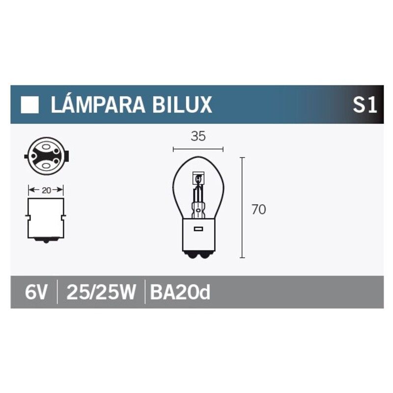 Caja de 10 lámparas BILUX 6V25/25W