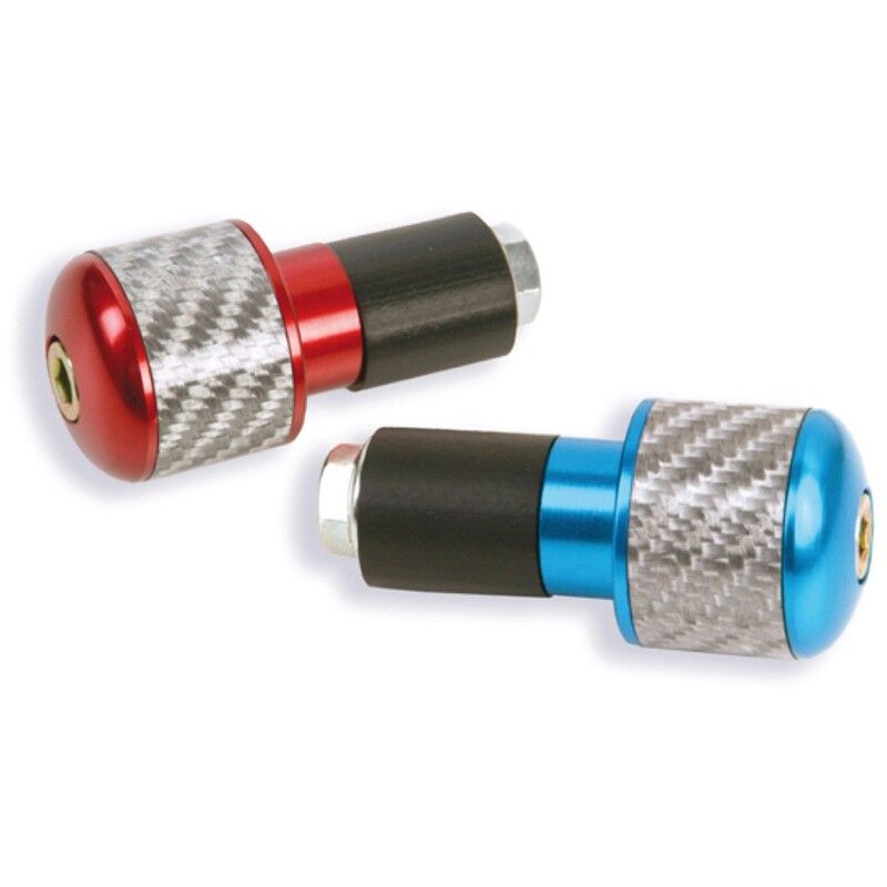 Contrapesos de manillar V PARTS aluminio Ø17,5mm - Azul / Carbono