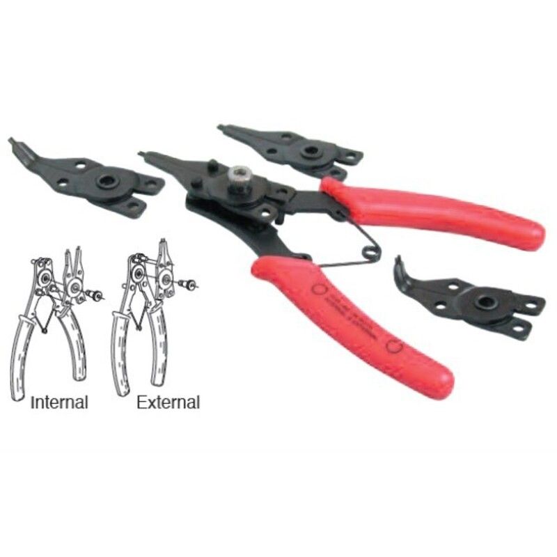 Alicates combinables para anillos interiores y exteriores kit 4 pinzas