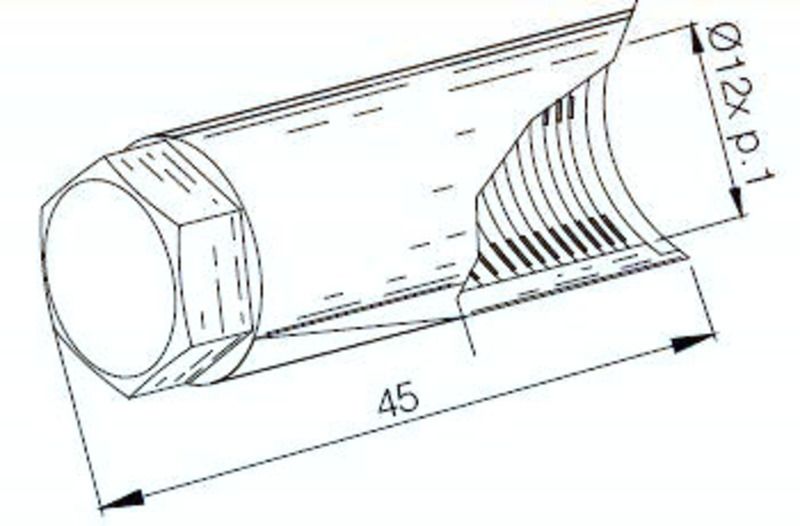 BOQUILLA PROTECTORA PARA EXTRACTOR DE VOLANTE. LONGITUD 45MM