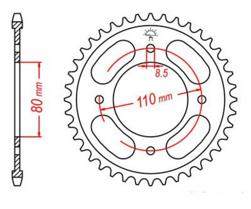 Corona JT SPROCKETS acero estándar 1219 - Paso 428