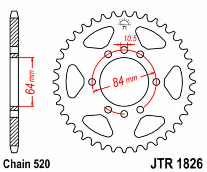 Corona JT SPROCKETS acero estándar 1826 - 520