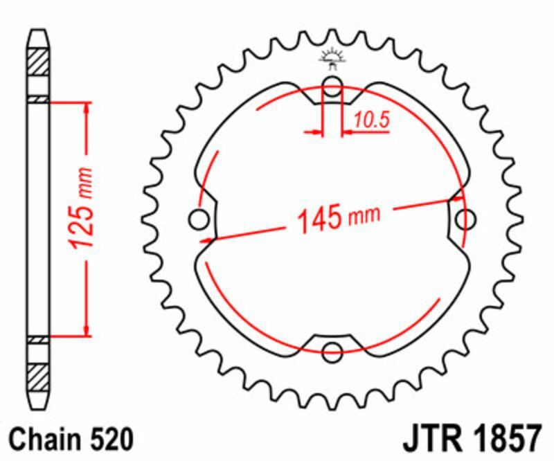 Corona JT SPROCKETS acero estándar 1857 - 520