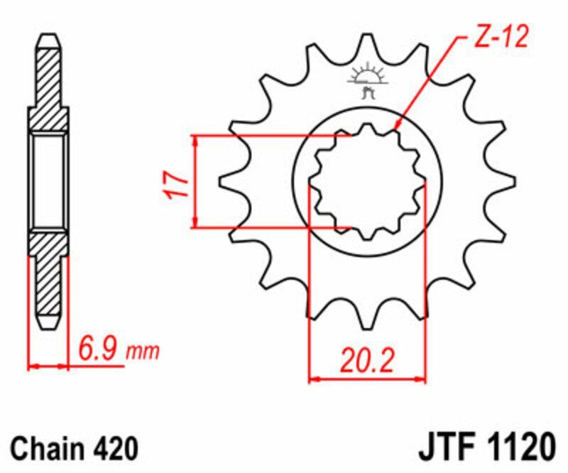 Piñon JT SPROCKETS acero estándar 1120 - 420 - Motor Minarelli AM6