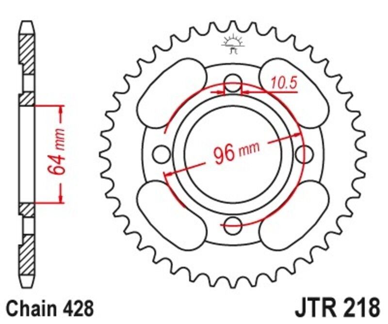 Corona JT 218 de acero Honda CG125 44 dientes
