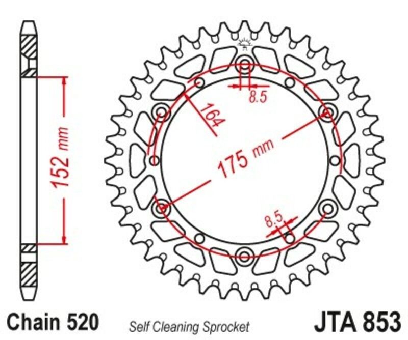 Corona JT Aluminio negro JT 853 con 51 dientes
