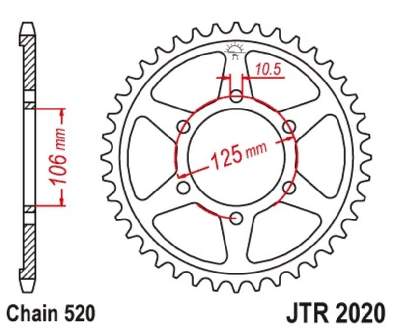 Corona JT 2020 de acero con 41 dientes paso 520 autolimpiable