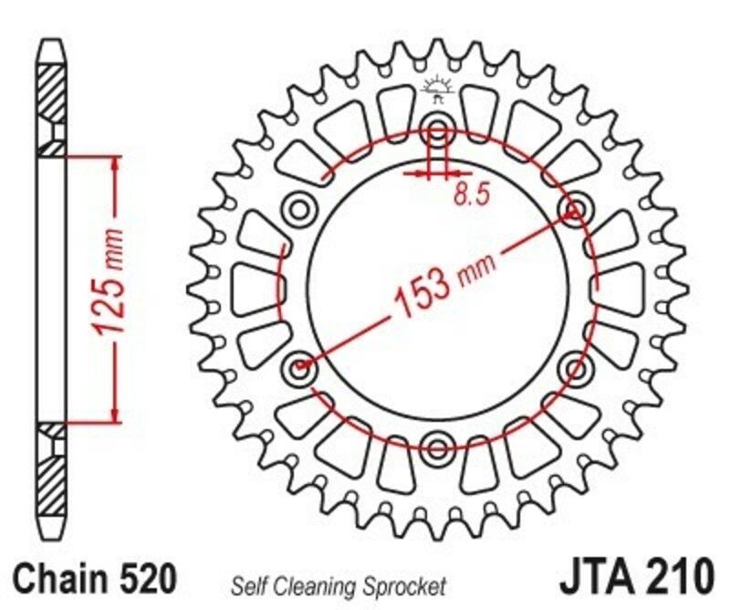 Corona JT Aluminio negro JT 210 con 40 dientes
