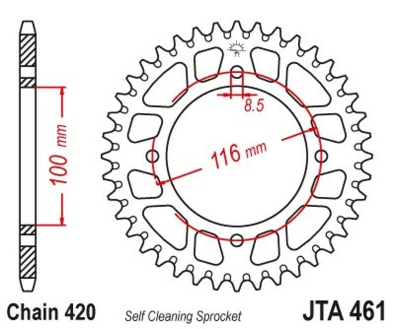 Corona JT Aluminio negro JT 461 con 51 dientes