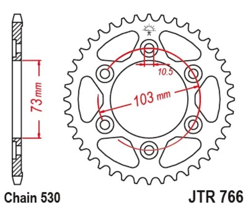 Corona JT 530 de acero con 43 dientes