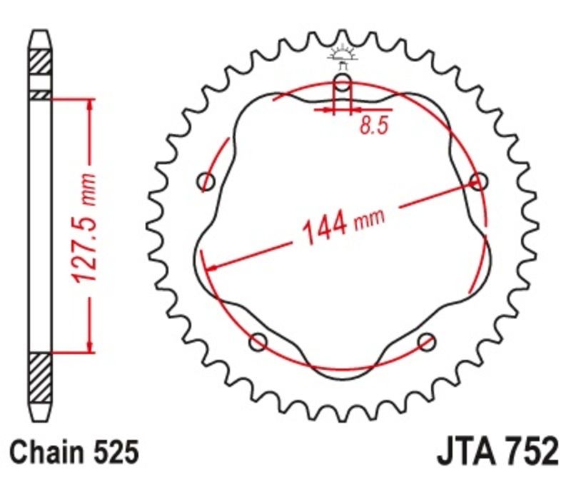 Corona JT 525 de aluminio con 43 dientes