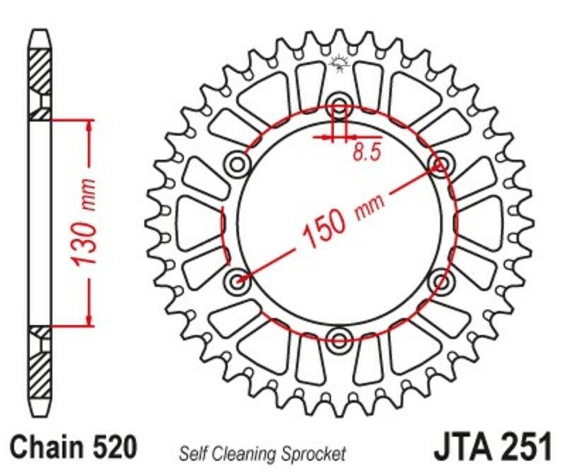 Corona JT SPROCKETS aluminio negro ultraligero 251 - 520