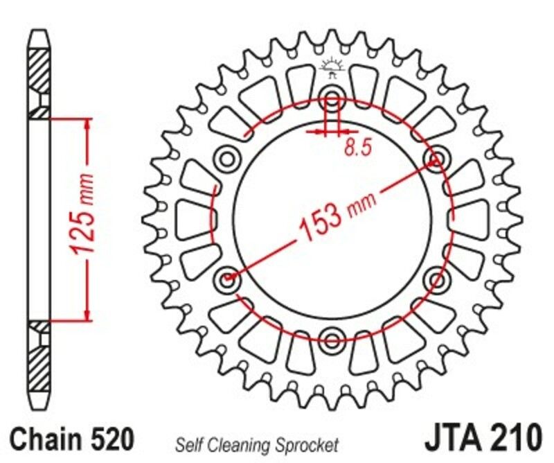 Corona JT Aluminio negro JT 210 con 51 dientes