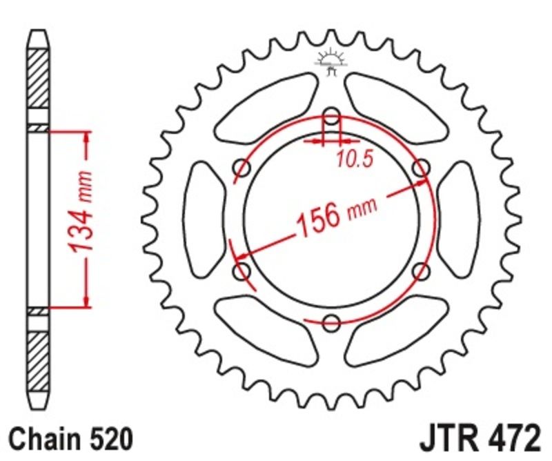 Corona JT 472 de acero con 48 dientes