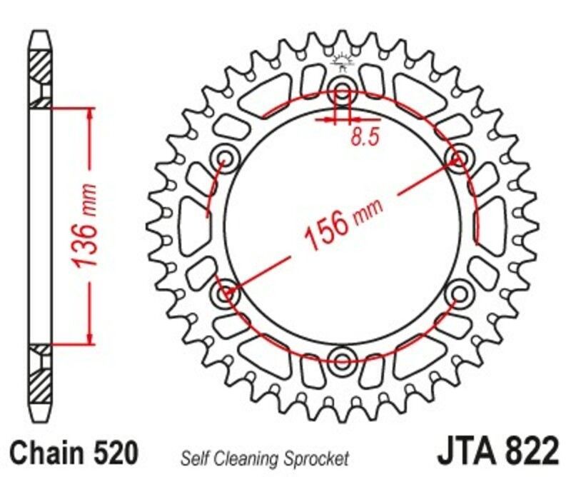 Corona JT Aluminio negro JT 822 con 51 dientes