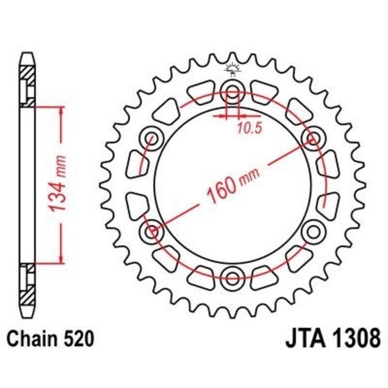 Corona JT 1308 de aluminio con 46 dientes