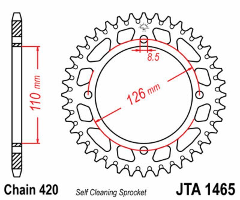 Corona JT SPROCKETS aluminio ultraligera autolimpiable 1465 - Paso 420