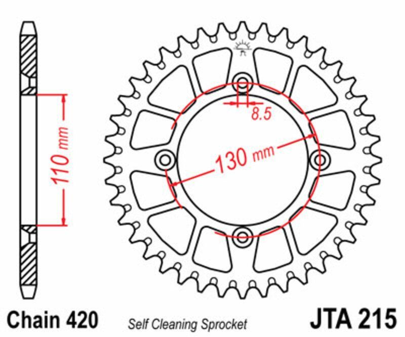 Corona JT SPROCKETS aluminio ultraligera autolimpiable 215 - Paso 420