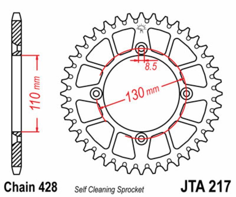 Corona JT SPROCKETS aluminio ultraligera autolimpiable 217 - Paso 428