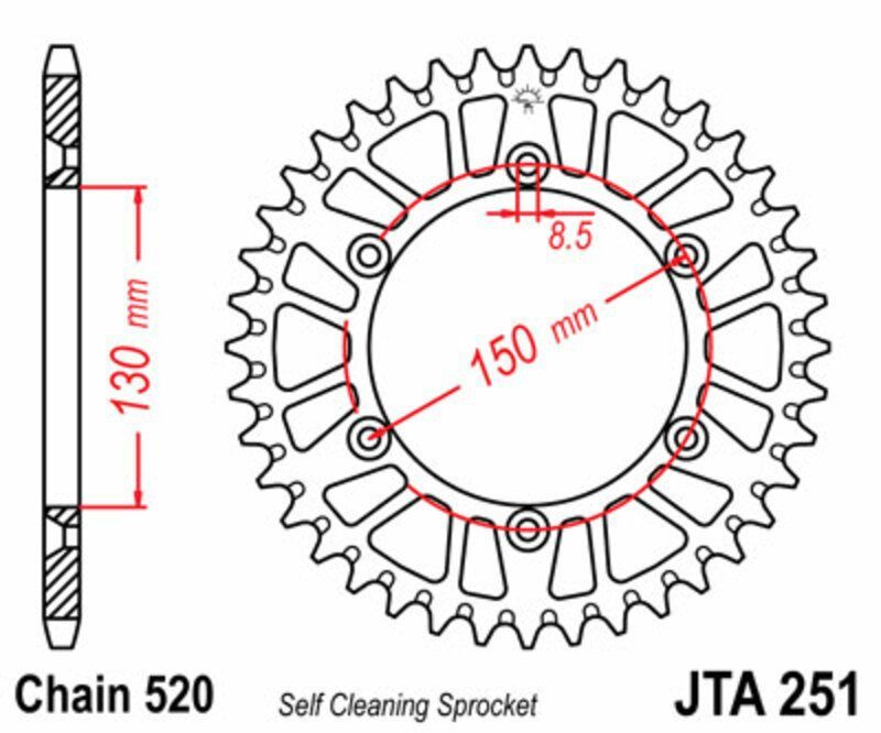 Corona JT 251 de aluminio con 49 dientes