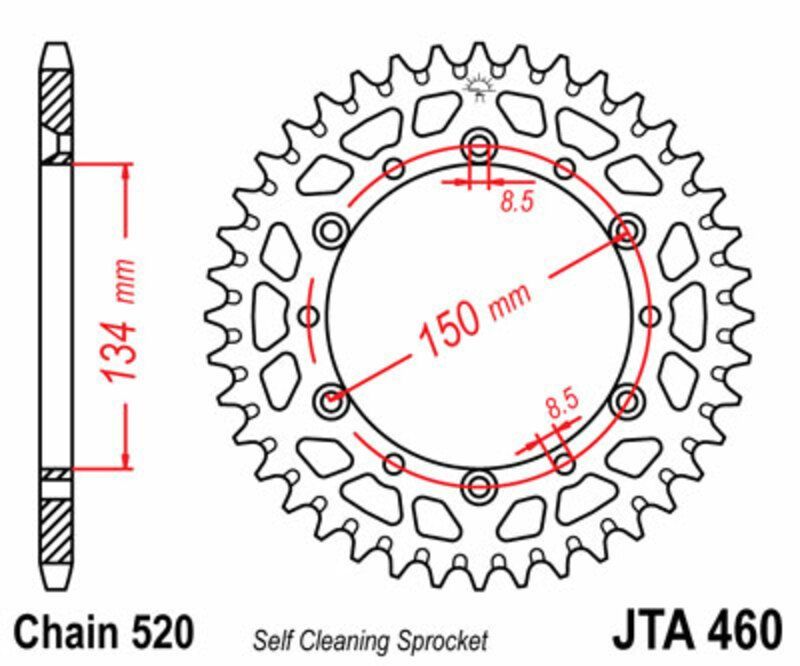Corona JT SPROCKETS aluminio ultraligera autolimpiable 460 - Paso 520