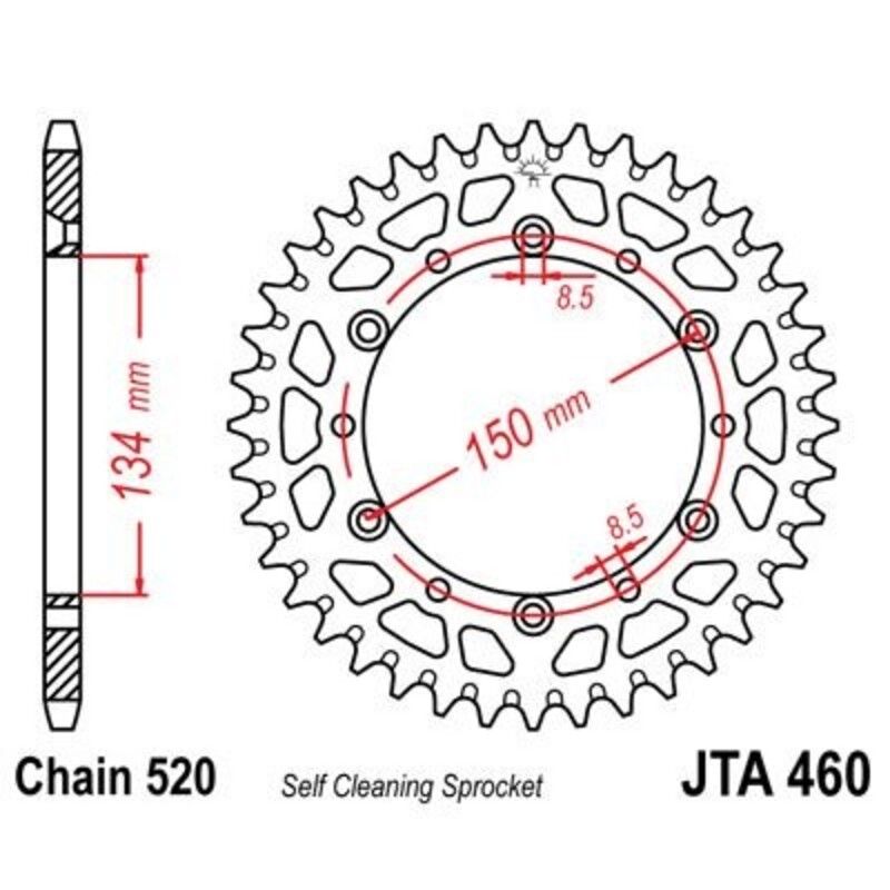 Corona JT 460 de aluminio con 52 dientes