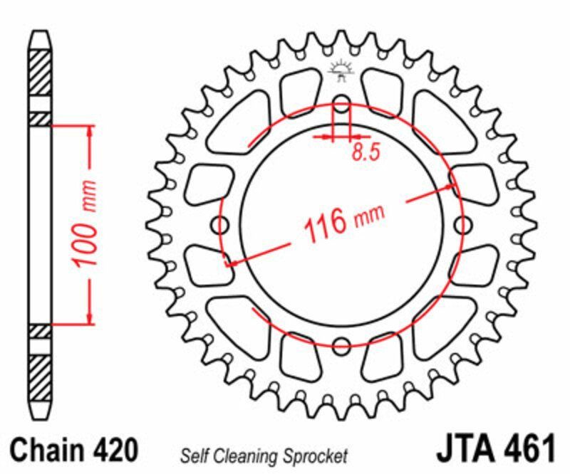 Corona JT 461 de aluminio con 51 dientes