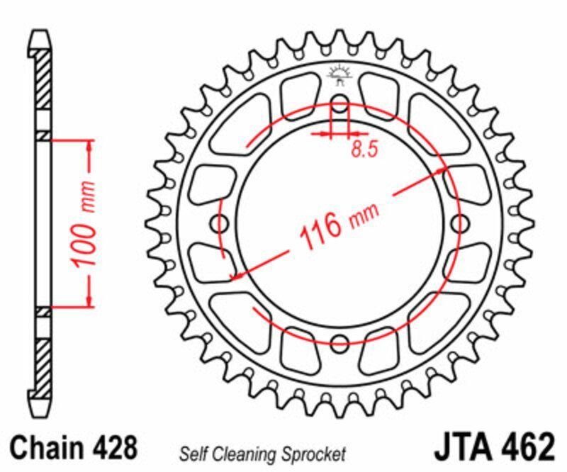Corona JT SPROCKETS aluminio ultraligera autolimpiable 462 - Paso 428