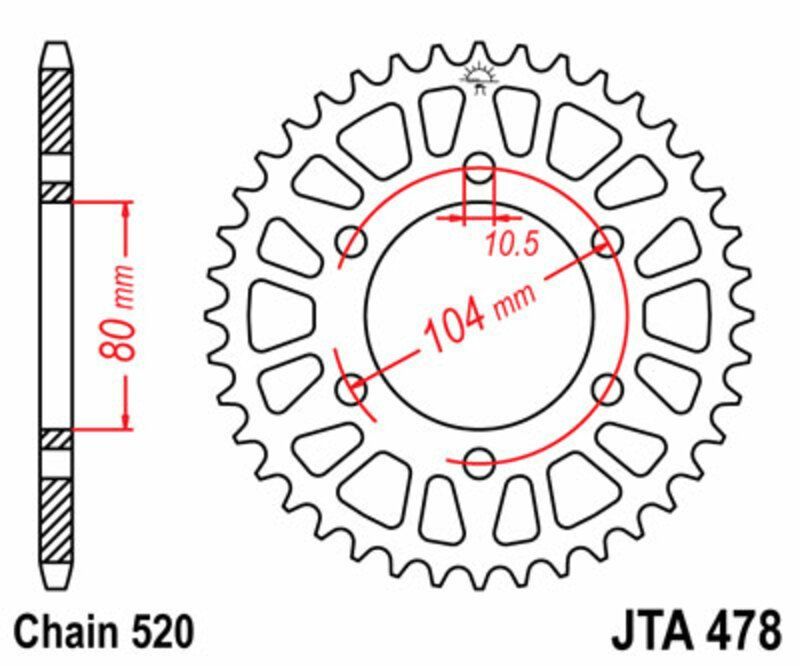 Corona JT 478 de aluminio con 43 dientes