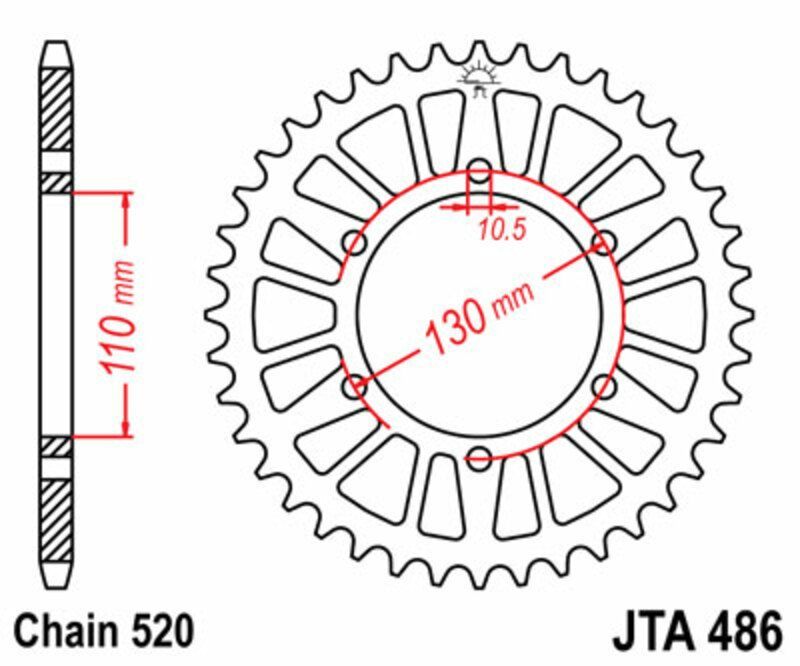 Corona JT SPROCKETS aluminio ultraligera 486 - Paso 520