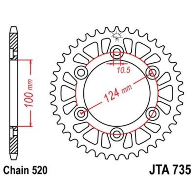 Corona JT 735 de aluminio con 40 dientes