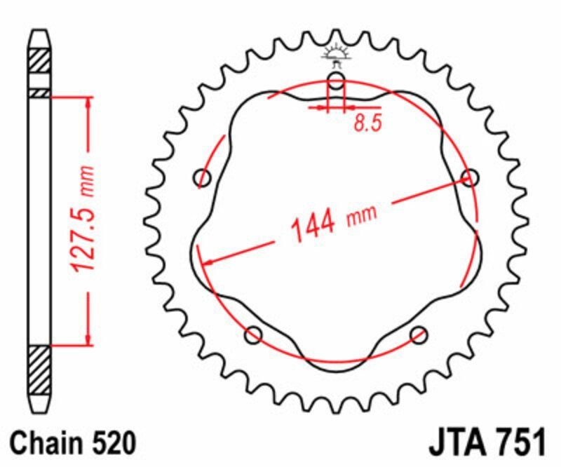 Corona JT SPROCKETS aluminio ultraligera 751 - Paso 520
