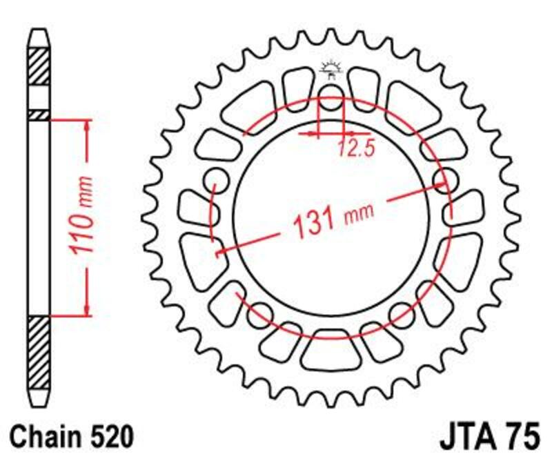 Corona JT SPROCKETS aluminio ultraligera 75 - Paso 520