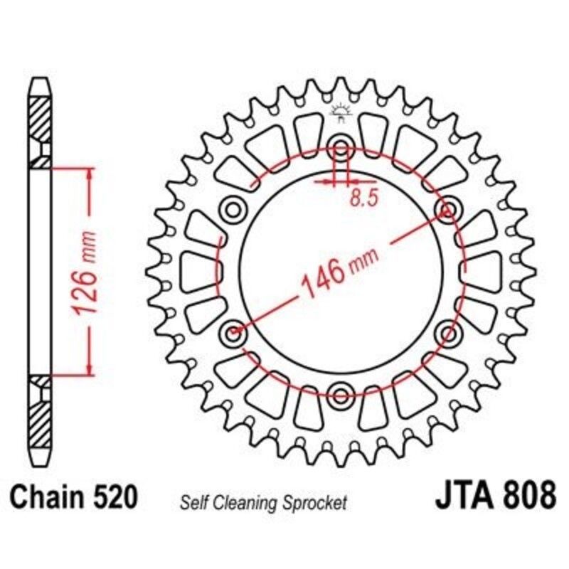 Corona JT 808 de aluminio con 53 dientes
