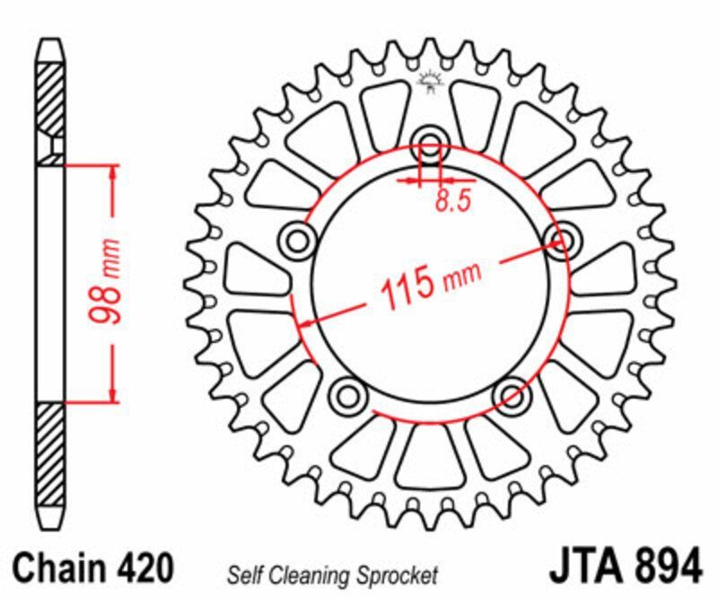 Corona JT SPROCKETS aluminio ultraligera autolimpiable 894 - Paso 420