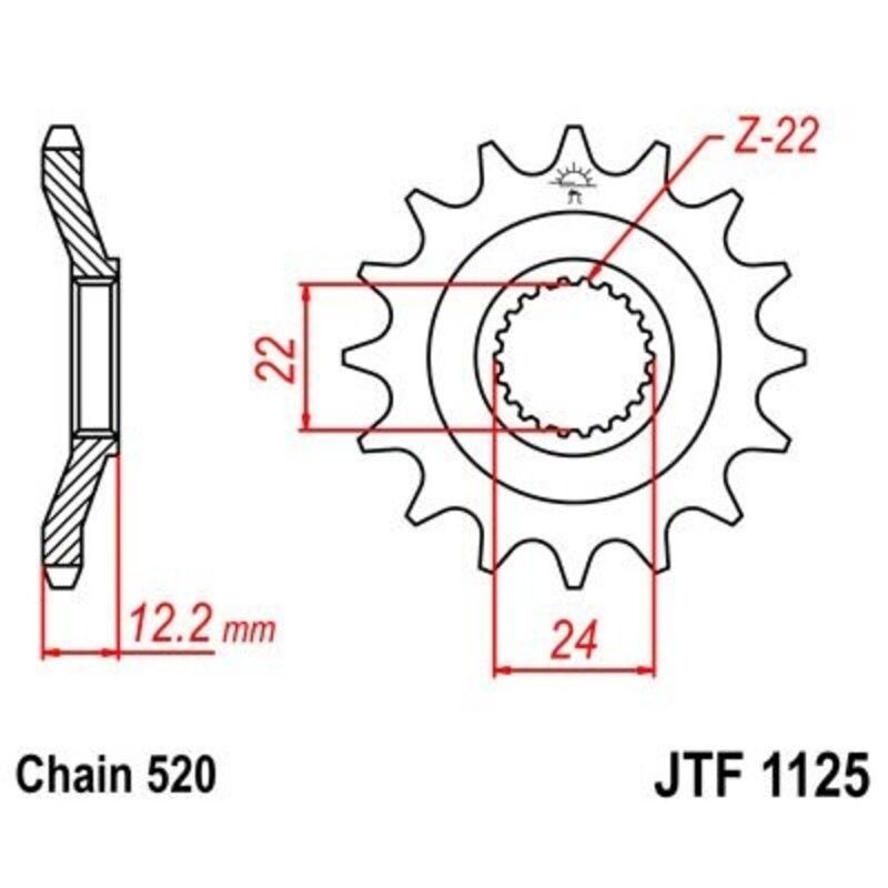 Piñon JT 1125 de acero con 15 dientes
