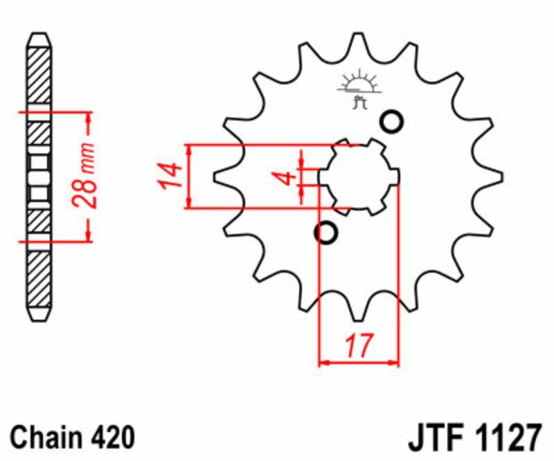Piñon JT 1127 de acero con 15 dientes