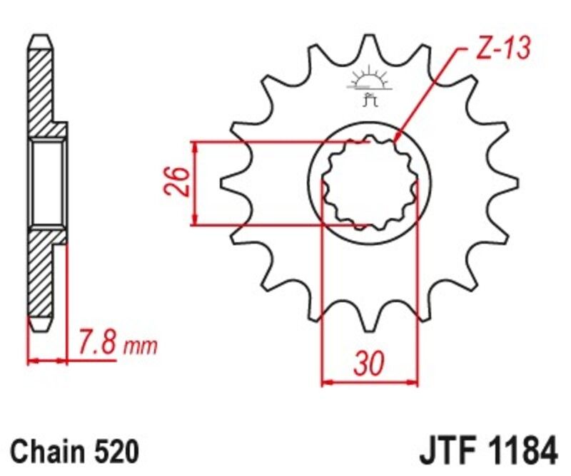 Piñón JT 1184 de acero con 18 dientes