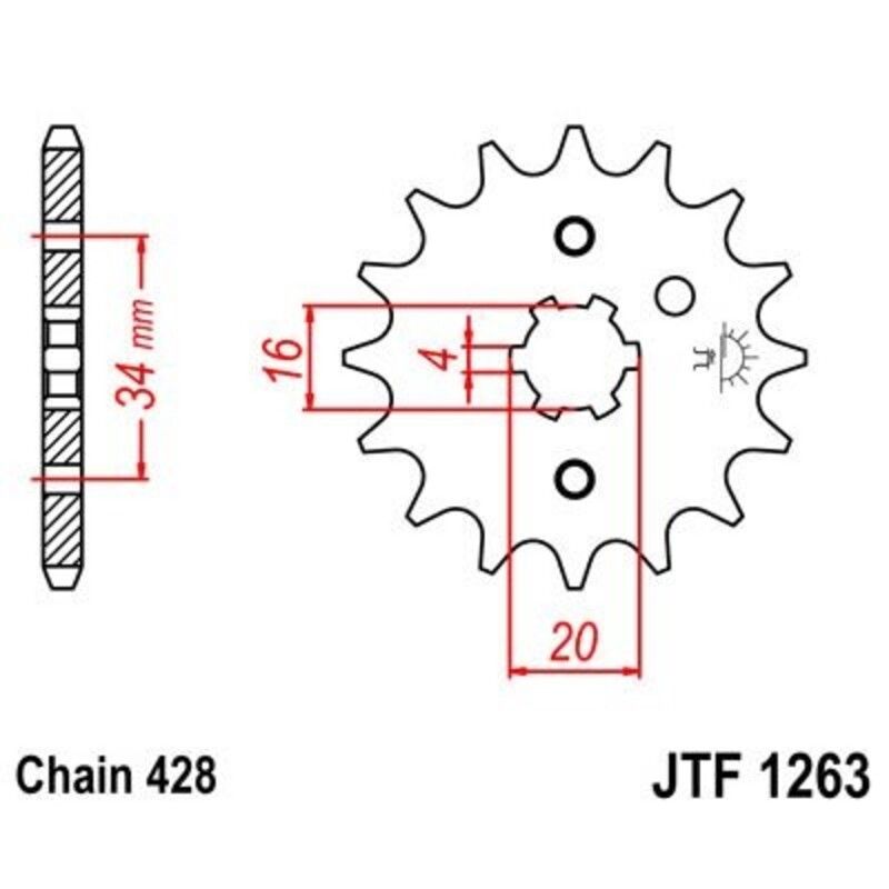 Piñón JT SPROCKETS acero estándar 1263 - Paso 428