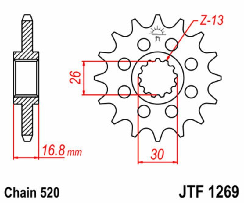 Piñón JT SPROCKETS acero estándar 1269 - Paso 520