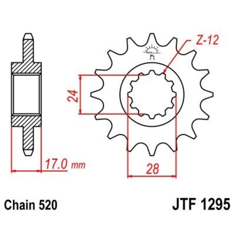 Piñón JT 1295 de acero con 13 dientes