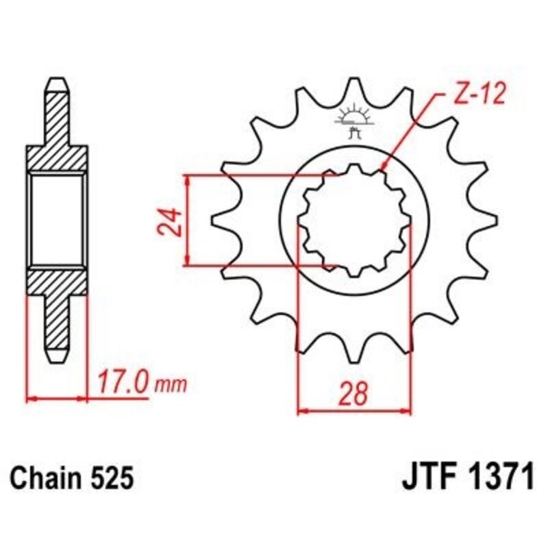 Piñón con goma anti-ruido JT SPROCKETS acero 1371 - 525