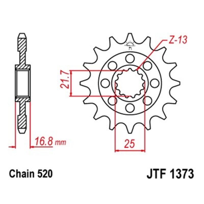 Piñon JT 1373 de acero con 15 dientes