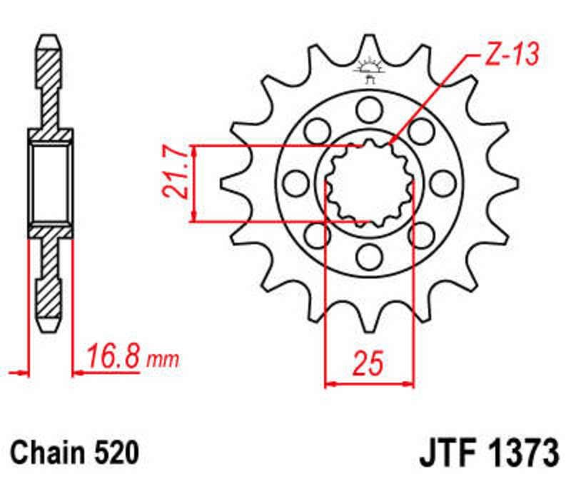 Piñón JT SPROCKETS acero estándar 1373 - Paso 520