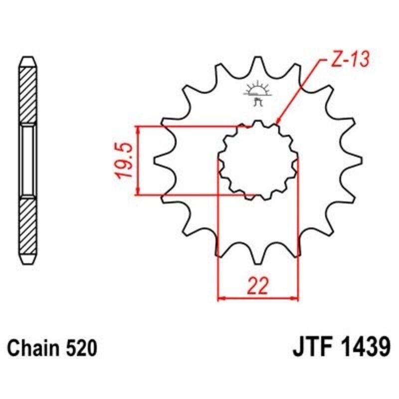 Piñon JT 1439 de acero con 13 dientes